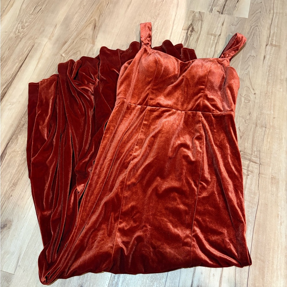 Azazie velvet terracotta Dress - Picture 8 of 9